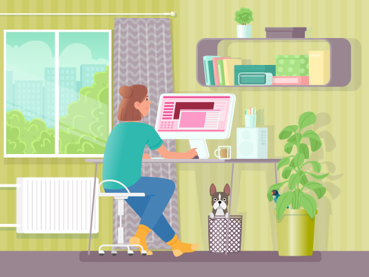 illustration d'une femme devant son ordinateur