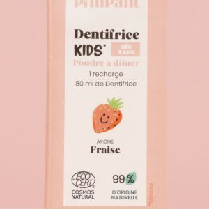 Recharge Dentifrice Kids Fraise (x1) – Dentifrice fraise poudre à diluer 8g – certifié ECOCERT Cosmos Natural