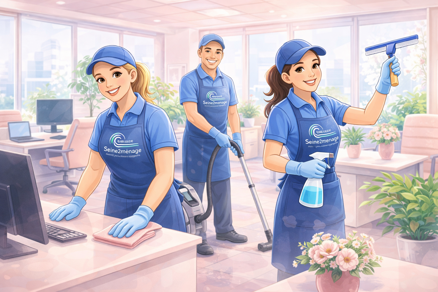 équipe seine2menage nettoyage de bureaux