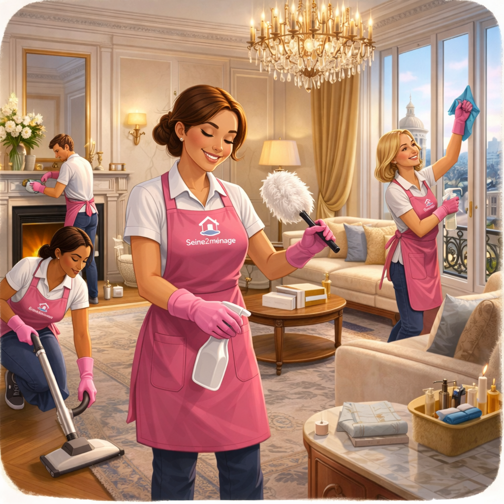 Equipe de femmes de ménage réalisant un grand nettoyage dans un appartement haussmannien à Paris 8 - Seine2ménage